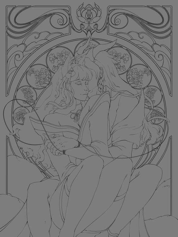 Ahri &amp; Yone - Lineart